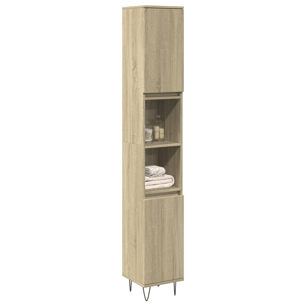 Bathroom Cabinet Sonoma Oak 30x30x190cm Engineered Wood