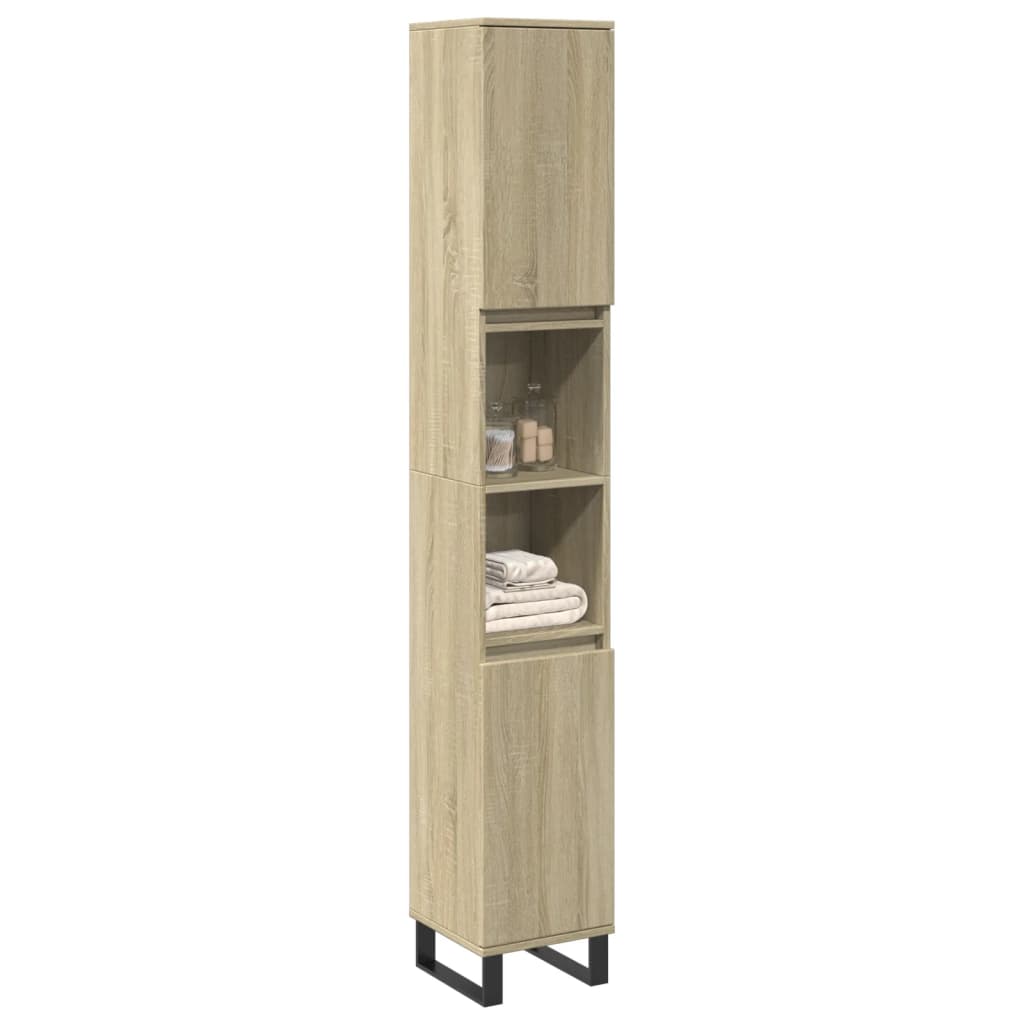 Bathroom Cabinet Sonoma Oak 30x30x190cm Engineered Wood