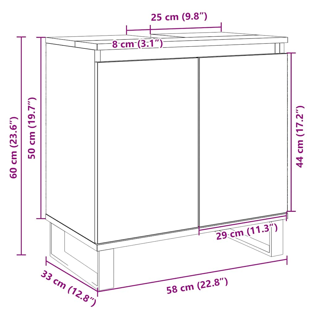 Bathroom Cabinet Sonoma Oak 58x33x60 cm Engineered Wood