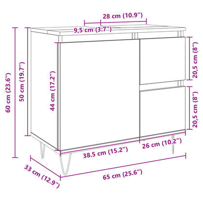 Bathroom Cabinet Sonoma Oak 65x33x60 cm Engineered Wood