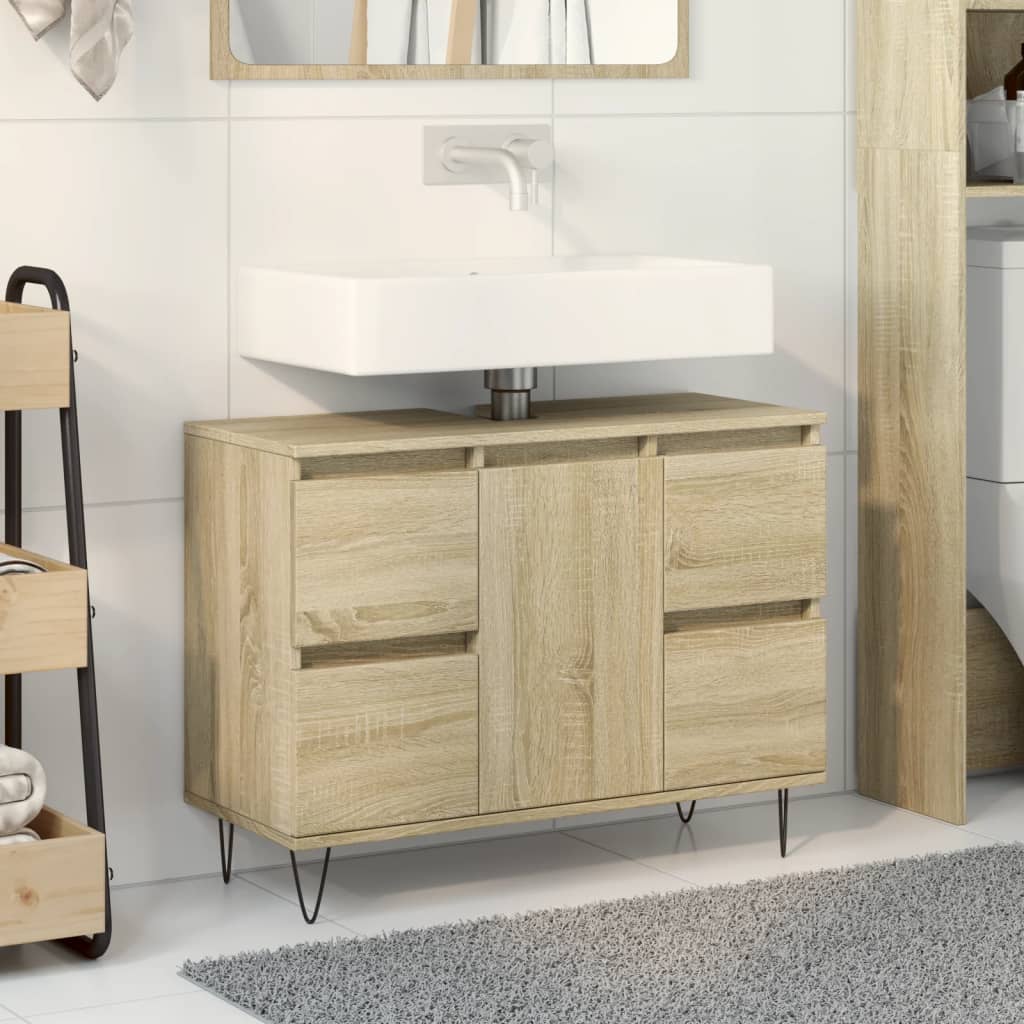 Bathroom Cabinet Sonoma Oak 80x33x60 cm Engineered Wood