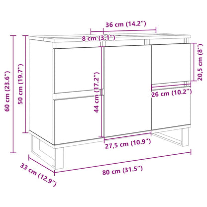 Bathroom Cabinet Sonoma Oak 80x33x60 cm Engineered Wood