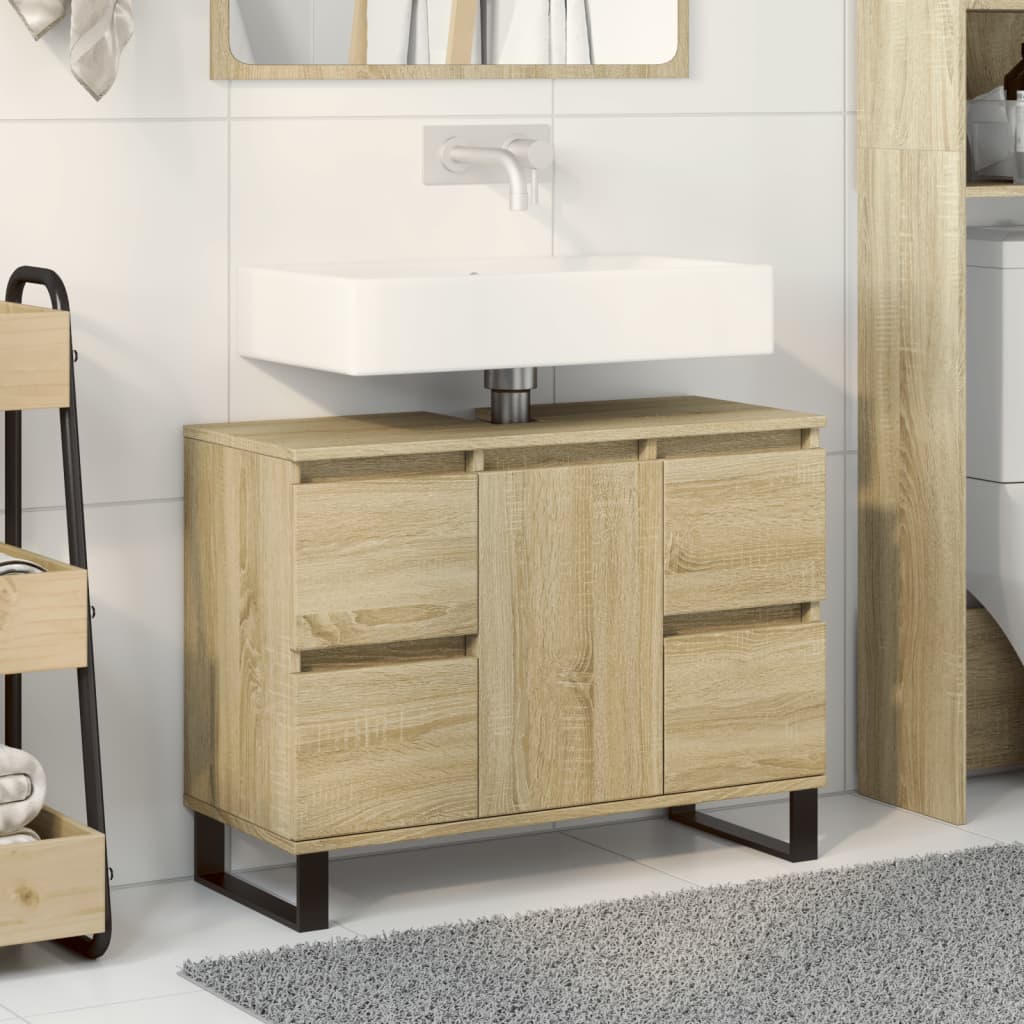 Bathroom Cabinet Sonoma Oak 80x33x60 cm Engineered Wood