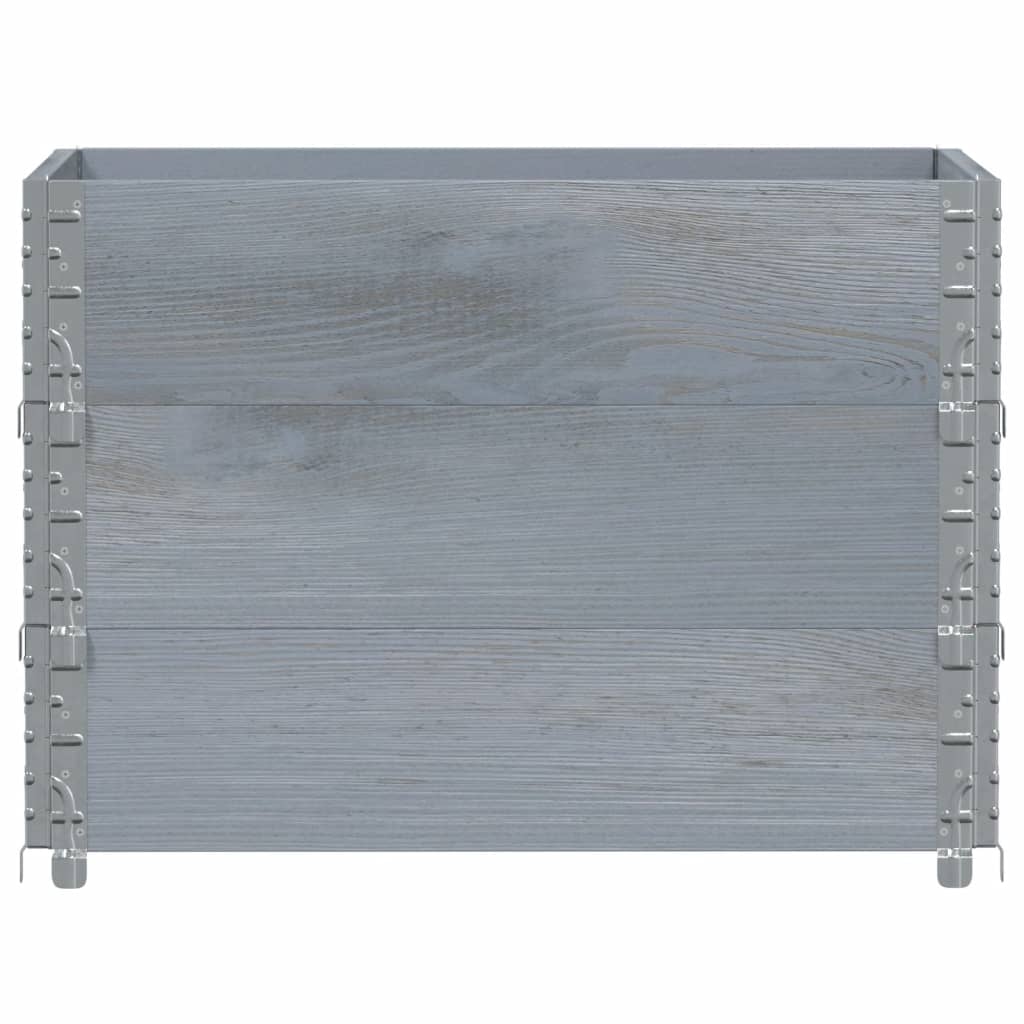 Pallet Collars 3 pcs Grey 80x60 cm Solid Wood Pine