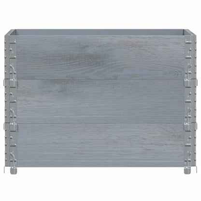 Pallet Collars 3 pcs Grey 80x60 cm Solid Wood Pine