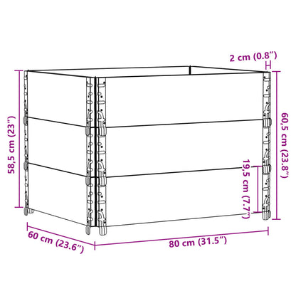 Pallet Collars 3 pcs Brown 80x60 cm Solid Wood Pine