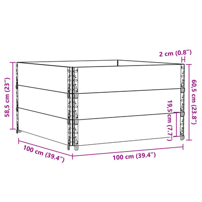 Pallet Collars 3 pcs Black 100x100 cm Solid Wood Pine