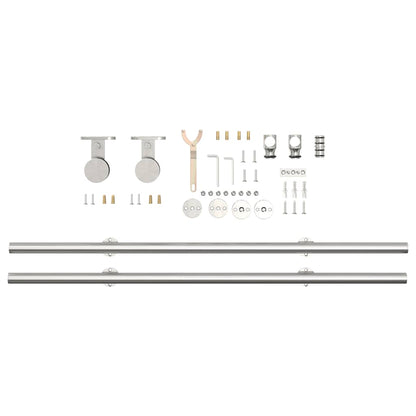 Sliding Door Hardware Kit 200 cm Stainless Steel Silver