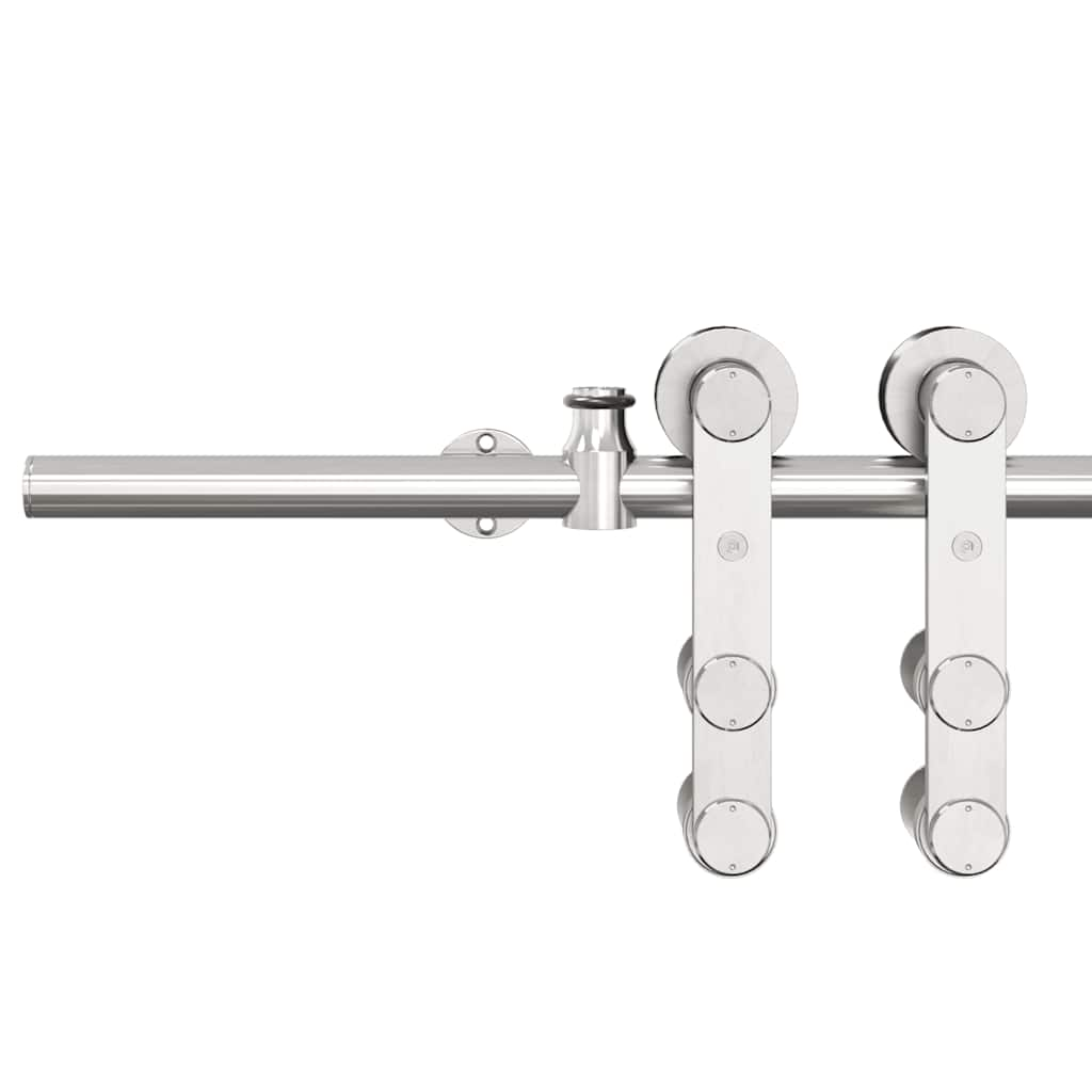 Sliding Door Hardware Kit 200 cm Stainless Steel Silver