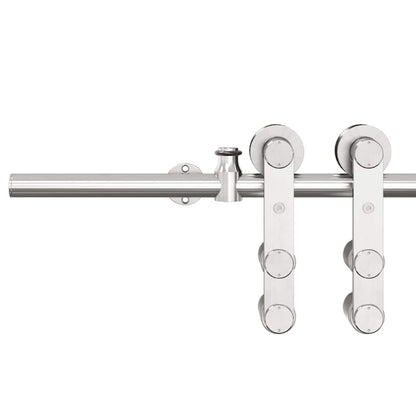 Sliding Door Hardware Kit 200 cm Stainless Steel Silver