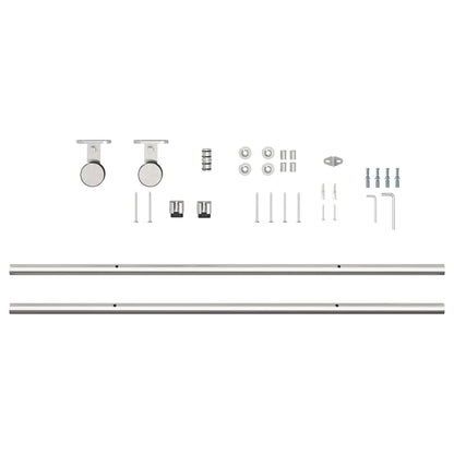 Sliding Door Hardware Kit 200 cm Stainless Steel Silver