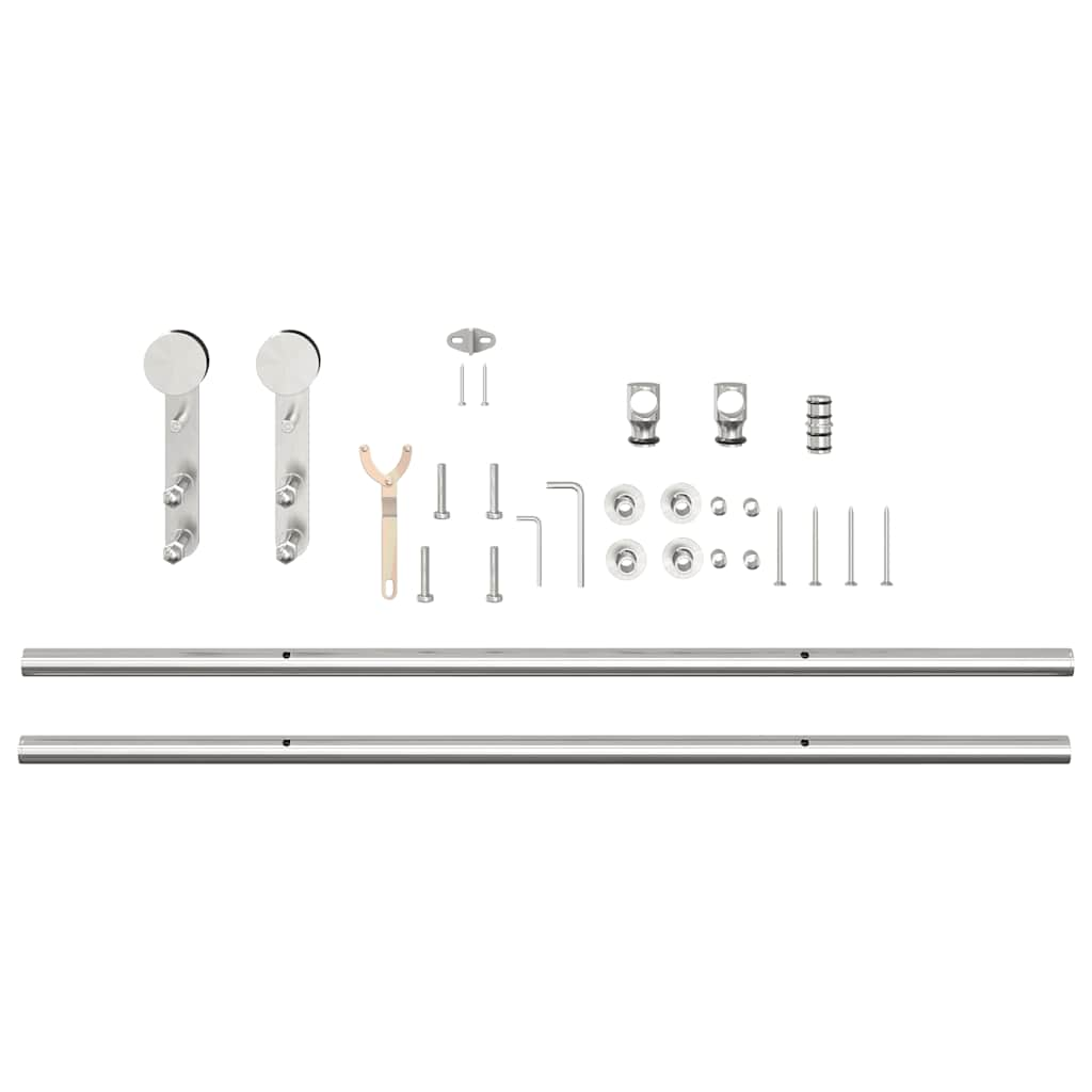 Sliding Door Hardware Kit 200 cm Stainless Steel Silver