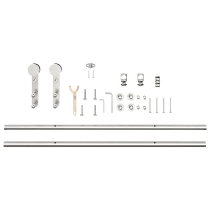 Sliding Door Hardware Kit 200 cm Stainless Steel Silver