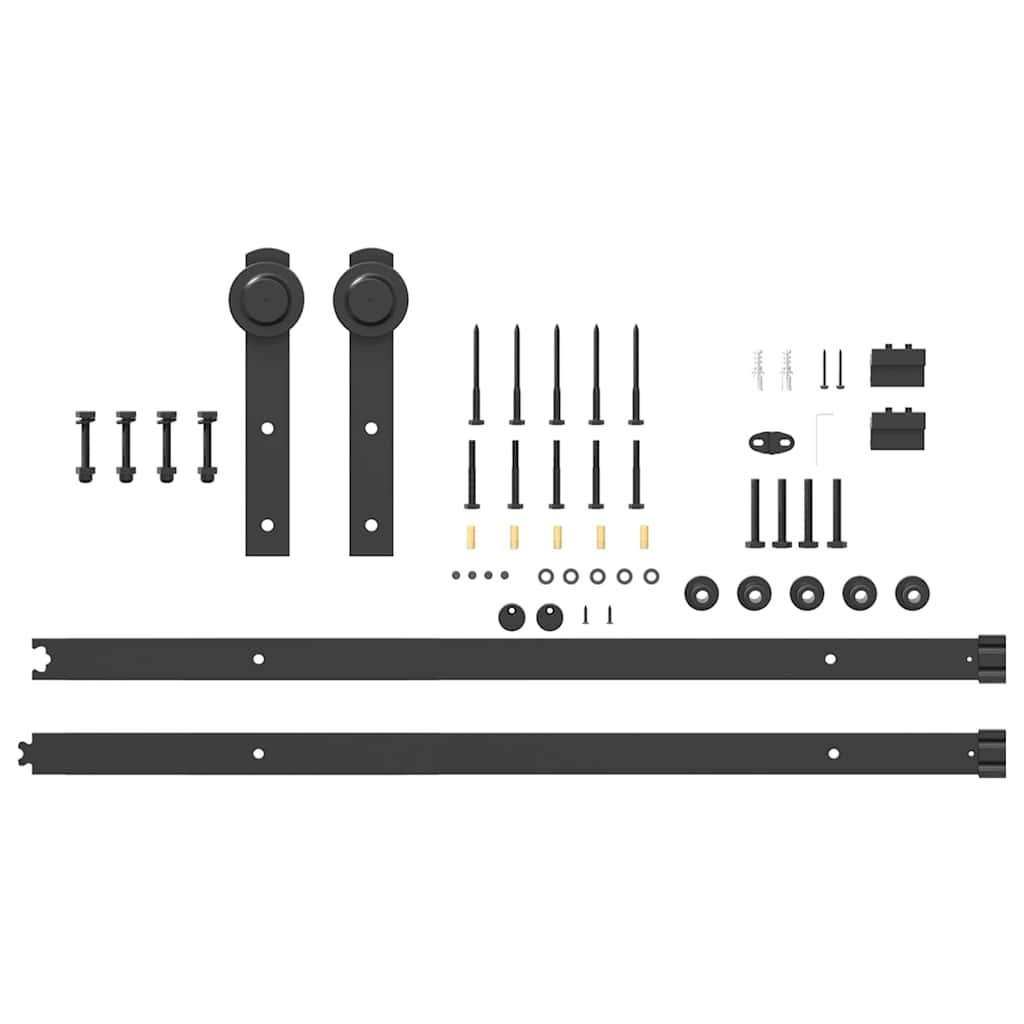 Sliding Door Hardware Kit 200 cm Steel Black