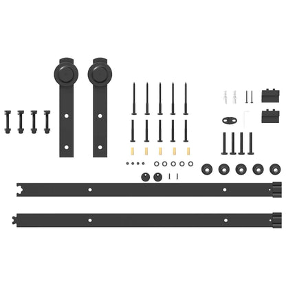 Sliding Door Hardware Kit 152 cm Steel Black