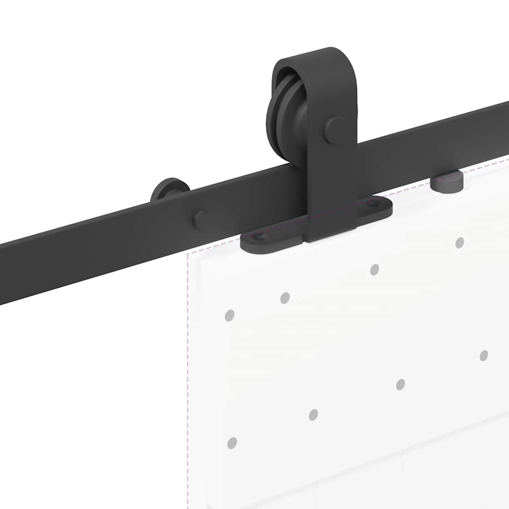 Sliding Door Hardware Kit 183 cm Steel Black