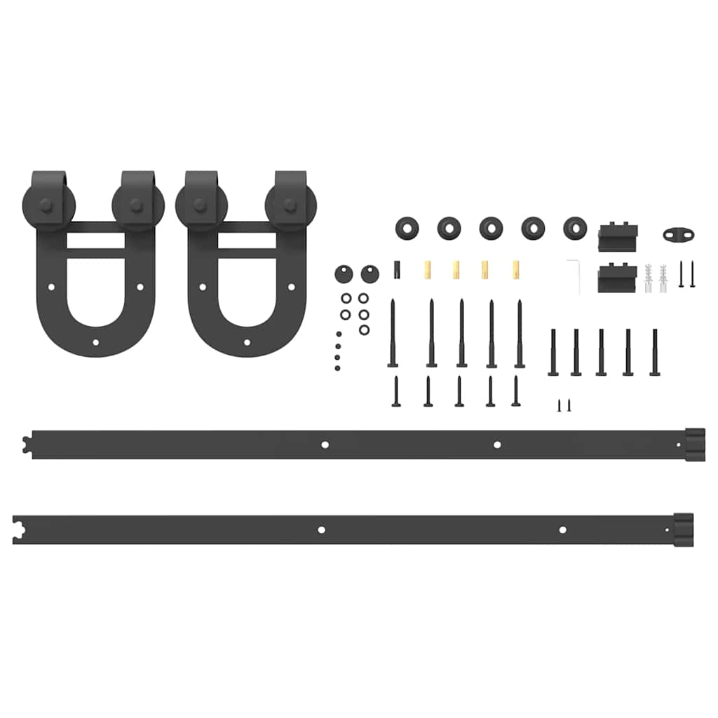 Sliding Door Hardware Kit 183 cm Steel Black