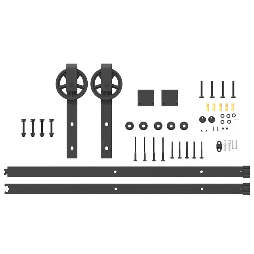 Sliding Door Hardware Kit 183 cm Steel Black