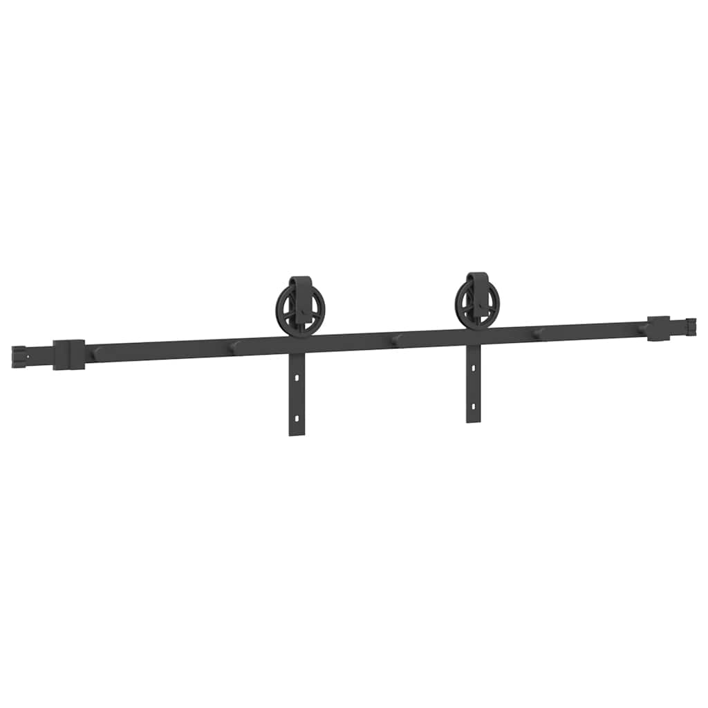 Sliding Door Hardware Kit 183 cm Steel Black