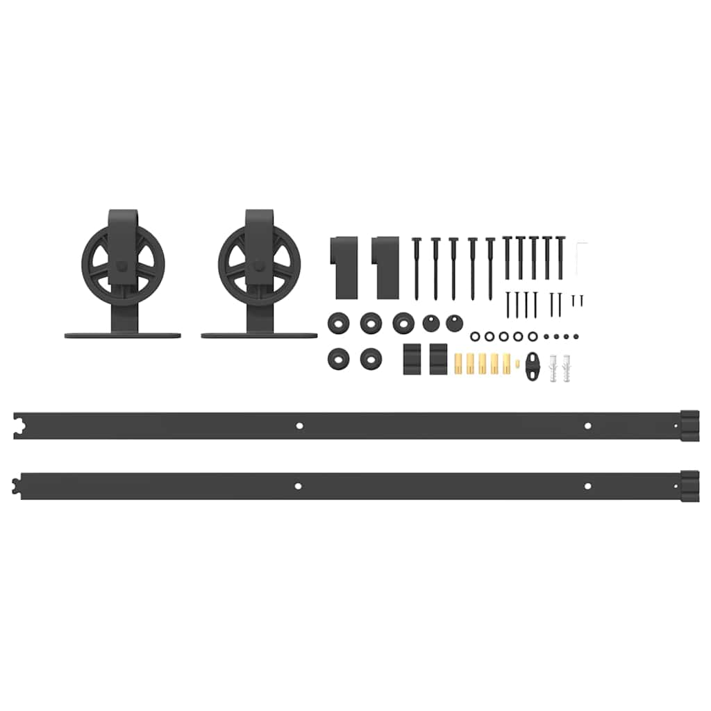 Sliding Door Hardware Kit 200 cm Steel Black