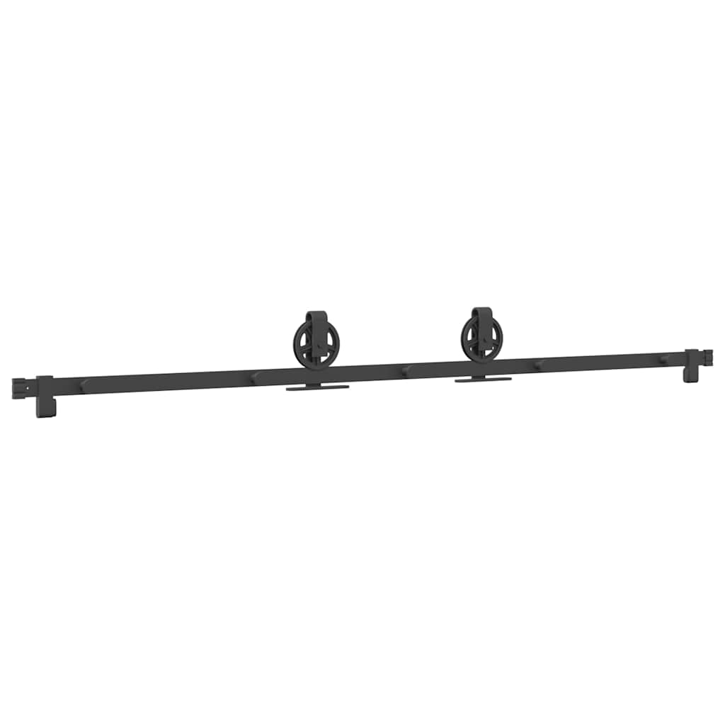 Sliding Door Hardware Kit 200 cm Steel Black