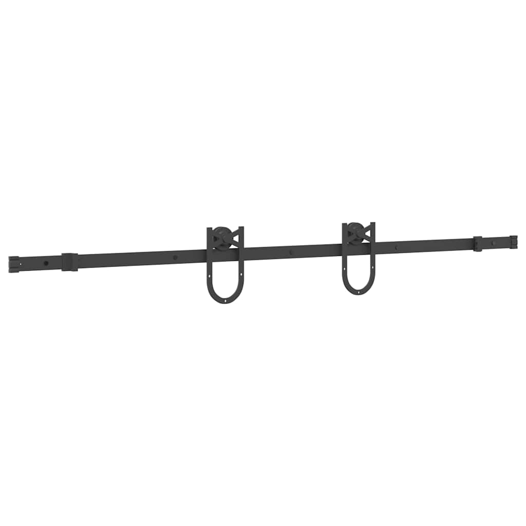 Sliding Door Hardware Kit 183 cm Steel Black