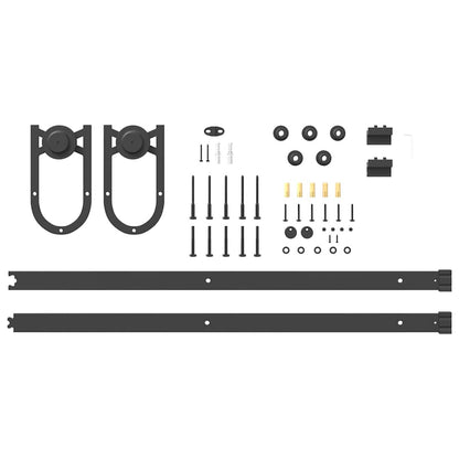 Sliding Door Hardware Kit 183 cm Steel Black