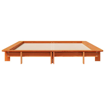 Bed Frame without Mattress Wax Brown 150x200 cm King Size Solid Wood Pine