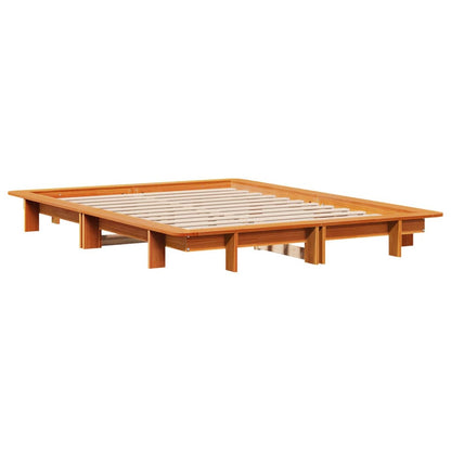 Bed Frame without Mattress Wax Brown 150x200 cm King Size Solid Wood Pine