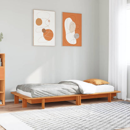 Bed Frame without Mattress Wax Brown 90x200 cm Solid Wood Pine