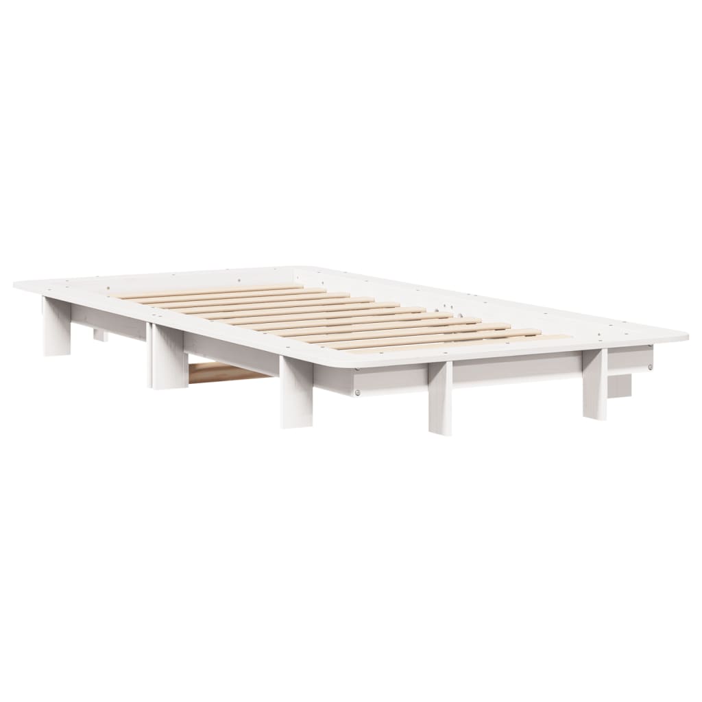 Bed Frame without Mattress White 90x190 cm Single Solid Wood Pine