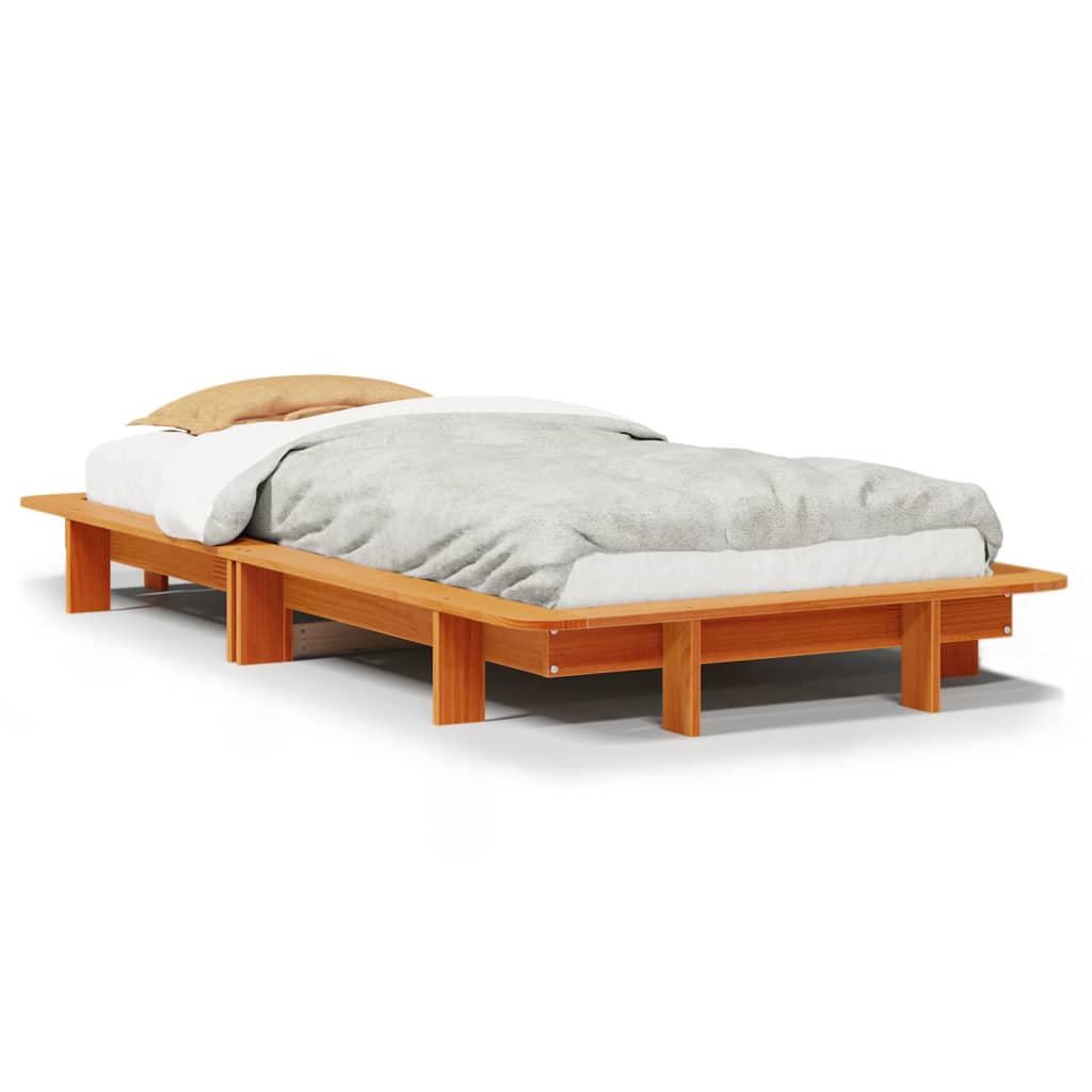 Bed Frame without Mattress Wax Brown 75x190 cm Small Single Solid Wood Pine