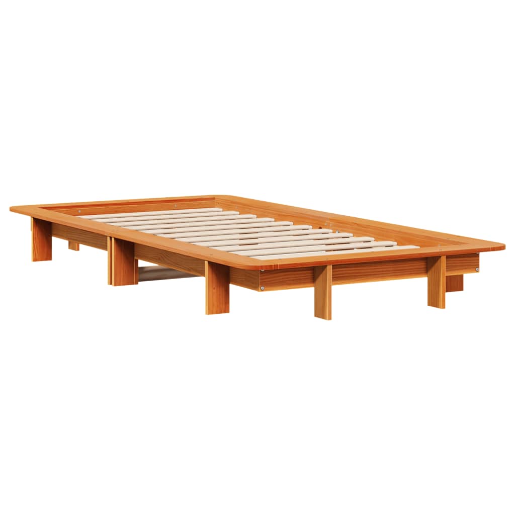 Bed Frame without Mattress Wax Brown 75x190 cm Small Single Solid Wood Pine