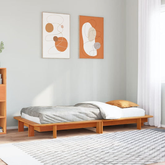 Bed Frame without Mattress Wax Brown 75x190 cm Small Single Solid Wood Pine