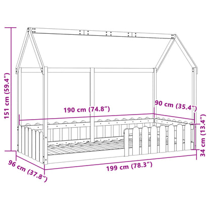 Kids' House Bed Frame without Mattress White 90x190 cm Single