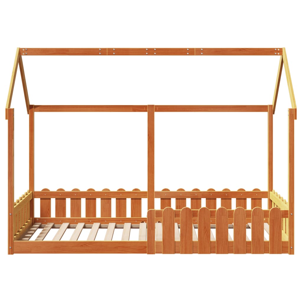 Kids' House Bed Frame without Mattress Wax Brown 90x190 cm Single