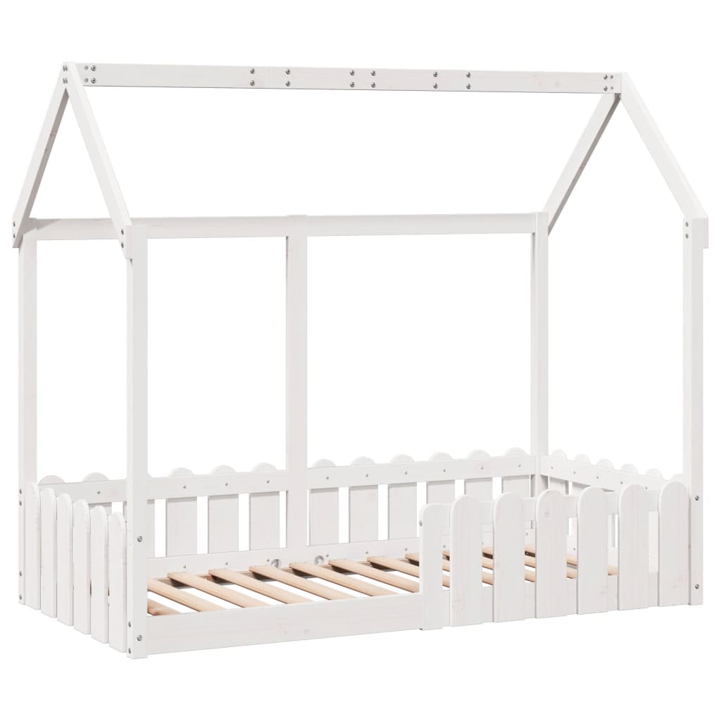 Kids' House Bed Frame without Mattress White 80x160 cm