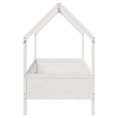 Kids' House Bed Frame White 90x190 cm Solid Wood Pine