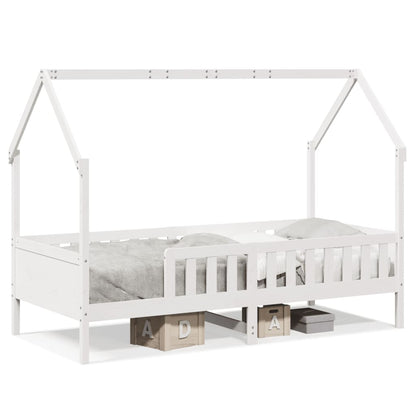 Kids' House Bed Frame White 90x190 cm Solid Wood Pine