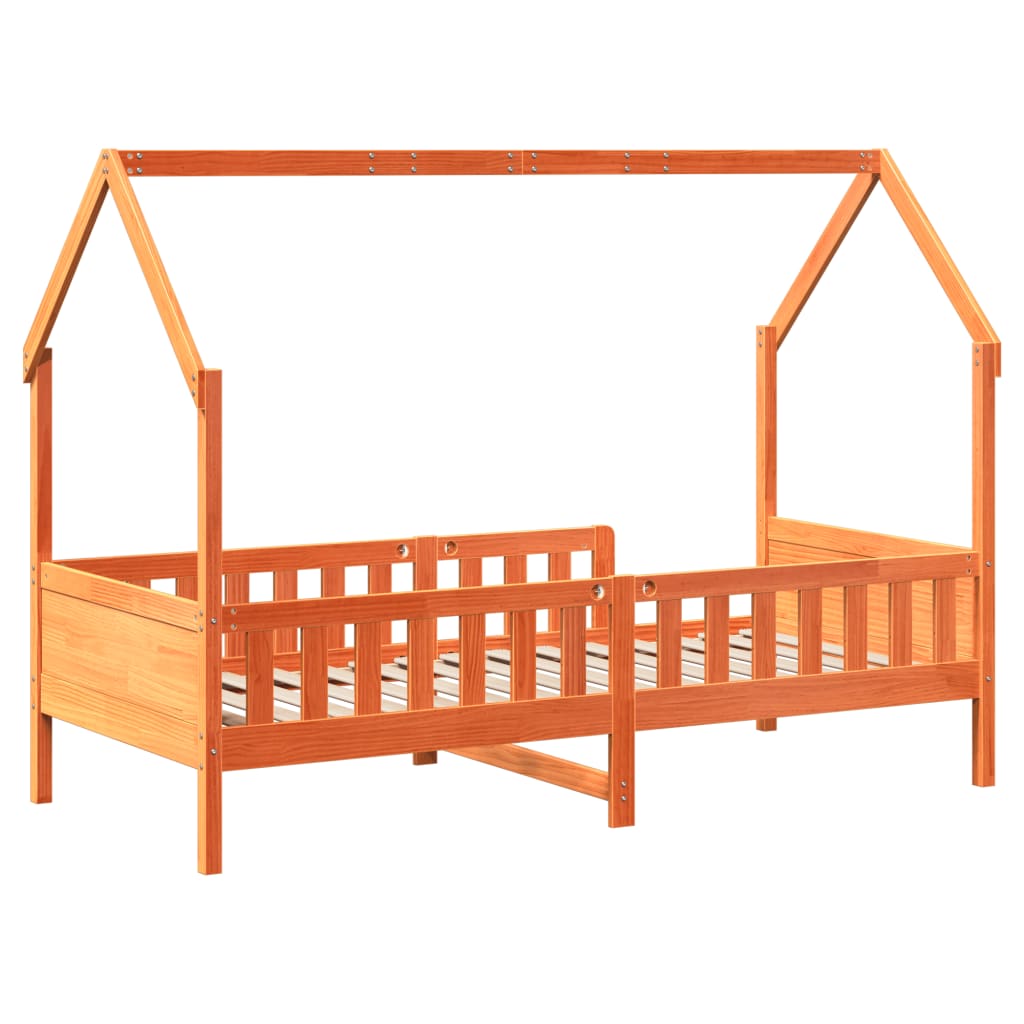 Kids' House Bed Frame without Mattress Wax Brown 90x190 cm Single Pine