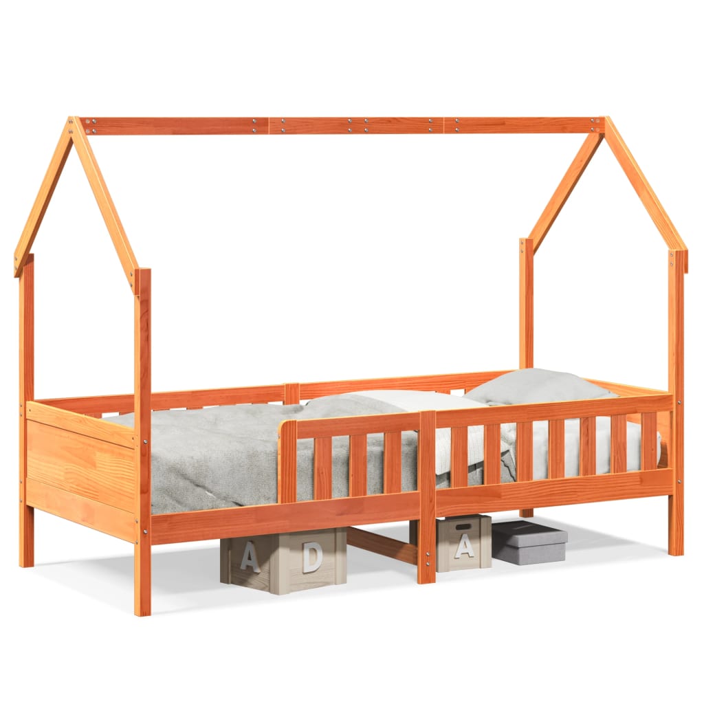 Kids' House Bed Frame without Mattress Wax Brown 90x190 cm Single Pine