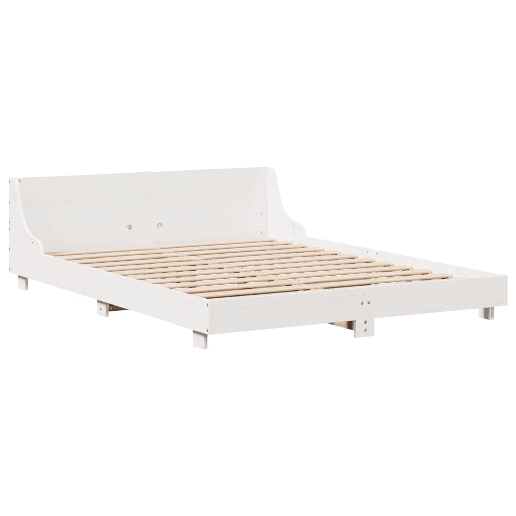 Bed Frame without Mattress White 160x200 cm Solid Wood Pine