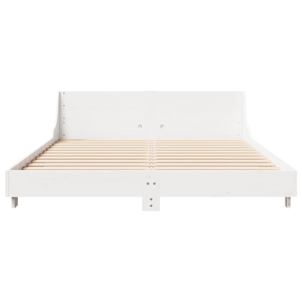 Bed Frame without Mattress White 160x200 cm Solid Wood Pine