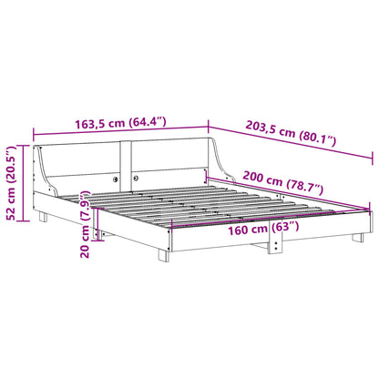 Bed Frame without Mattress White 160x200 cm Solid Wood Pine