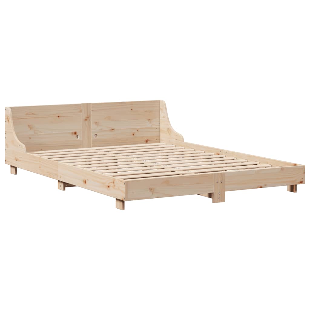 Bed Frame with Headboard 150x200 cm King Size Solid Wood Pine