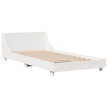 Bed Frame with Headboard White 90x190 cm Single Solid Wood Pine