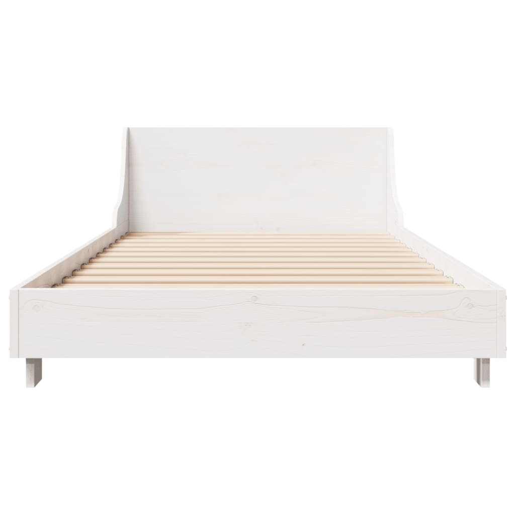 Bed Frame with Headboard White 90x190 cm Single Solid Wood Pine