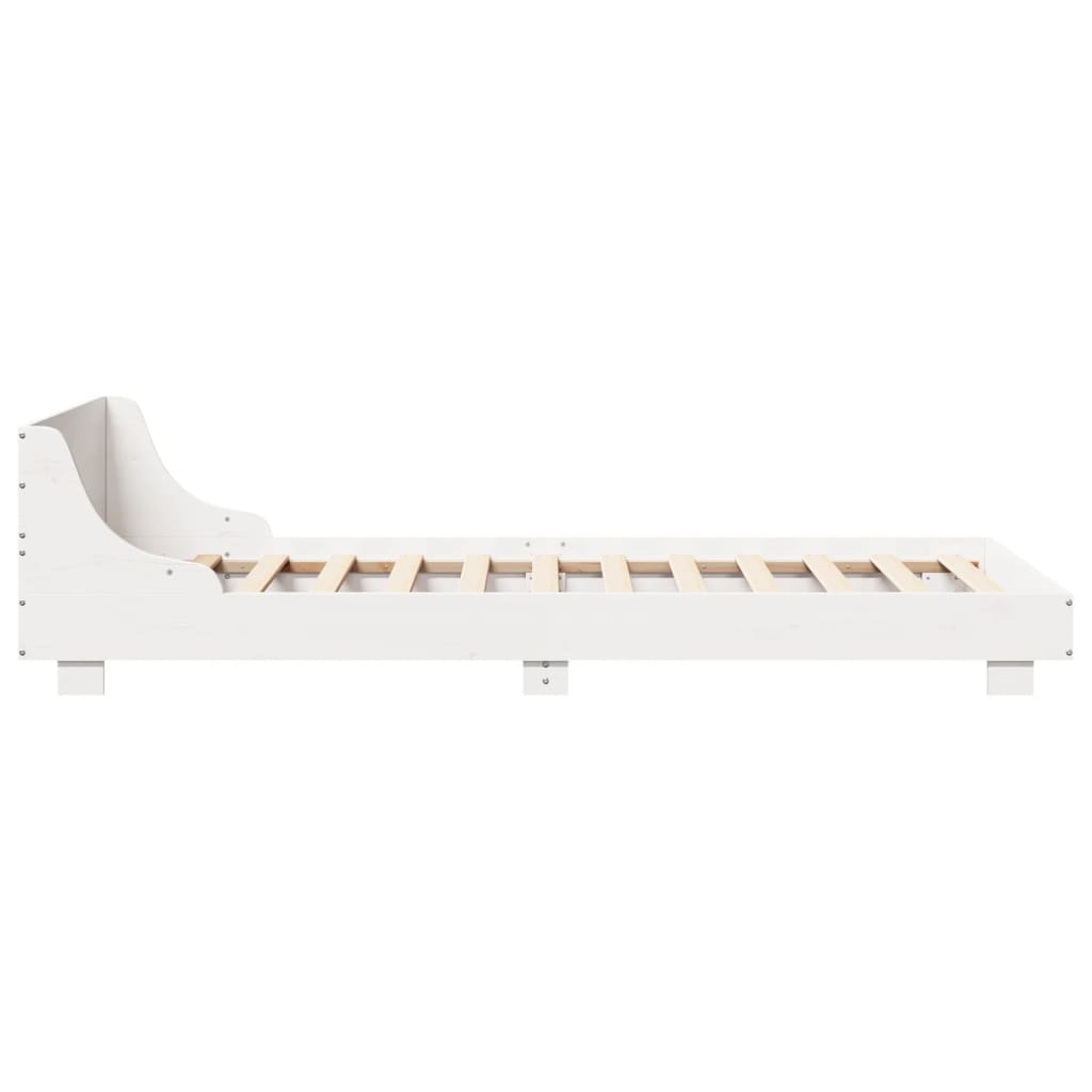 Bed Frame with Headboard White 90x190 cm Single Solid Wood Pine