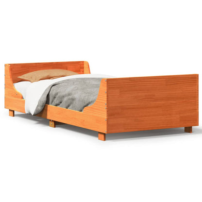 Bed Frame without Mattress Wax Brown 100x200 cm Solid Wood Pine