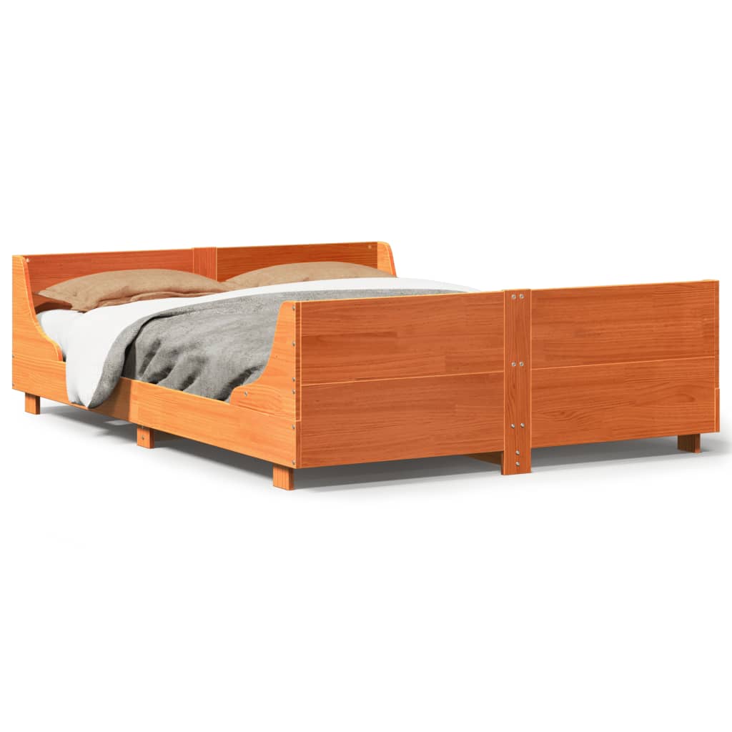 Bed Frame without Mattress Wax Brown 120x190 cm Small Double Solid Wood Pine